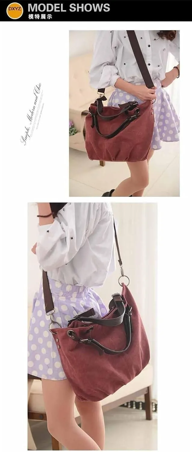 Women's Canvas Bag Large Capacity Handbag Shoulder Messenger Bag(A)