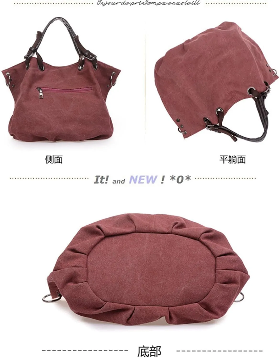 Women's Canvas Bag Large Capacity Handbag Shoulder Messenger Bag(A)