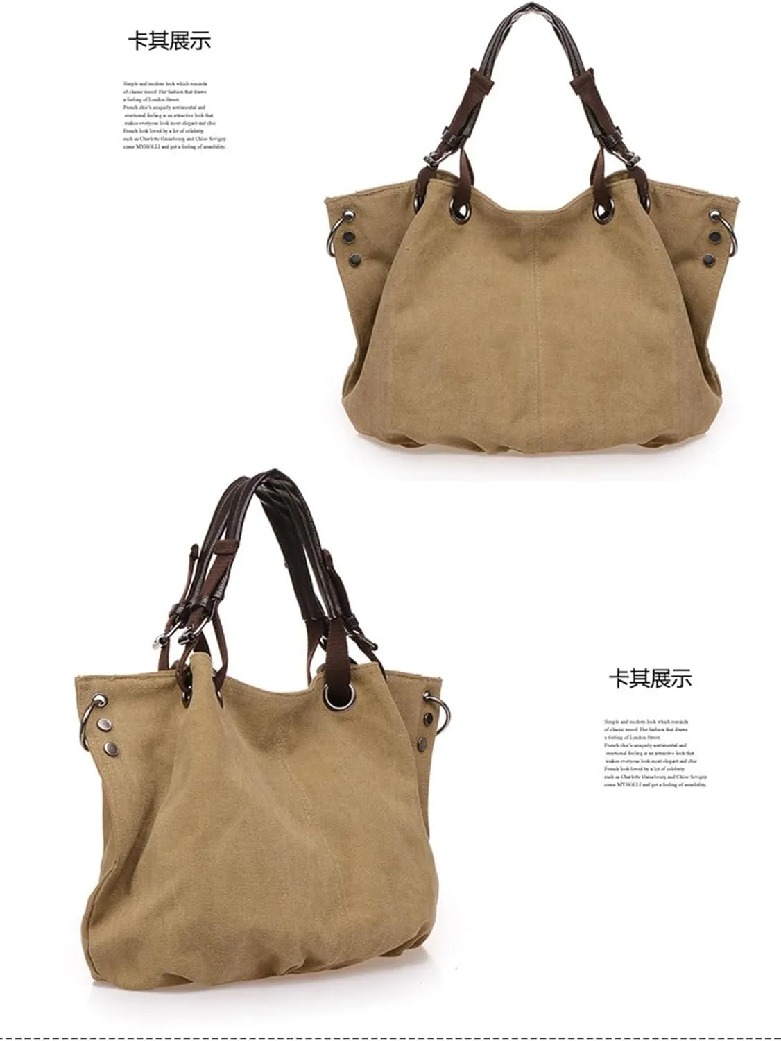 Women's Canvas Bag Large Capacity Handbag Shoulder Messenger Bag(A)