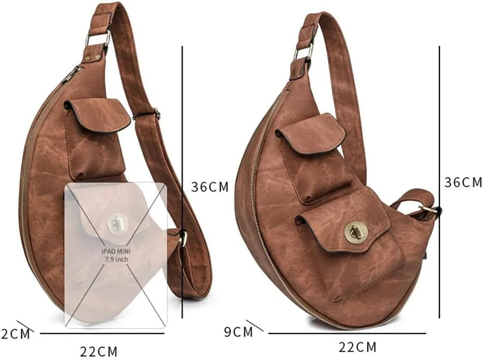 Women’s Crescent Shaped Crossbody Bag, PU Leather Casual Fashion Dumpling Hobo Shoulder Purse, Novelty Punk Sling Chest Bag