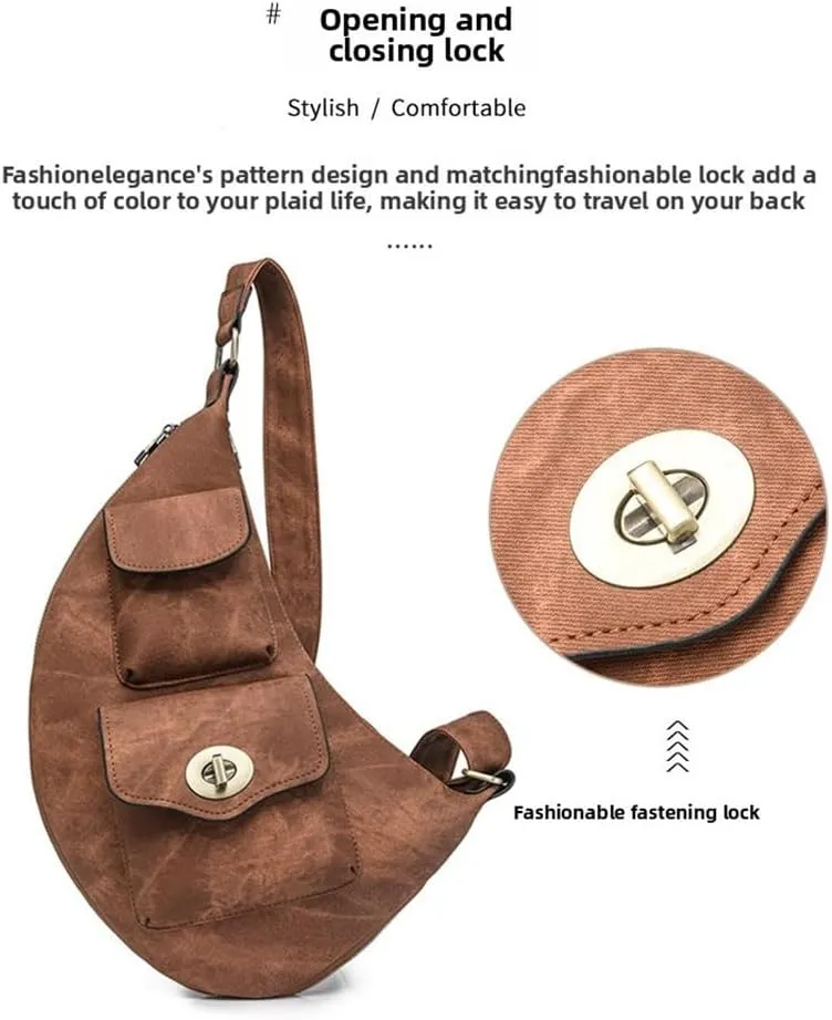 Women’s Crescent Shaped Crossbody Bag, PU Leather Casual Fashion Dumpling Hobo Shoulder Purse, Novelty Punk Sling Chest Bag