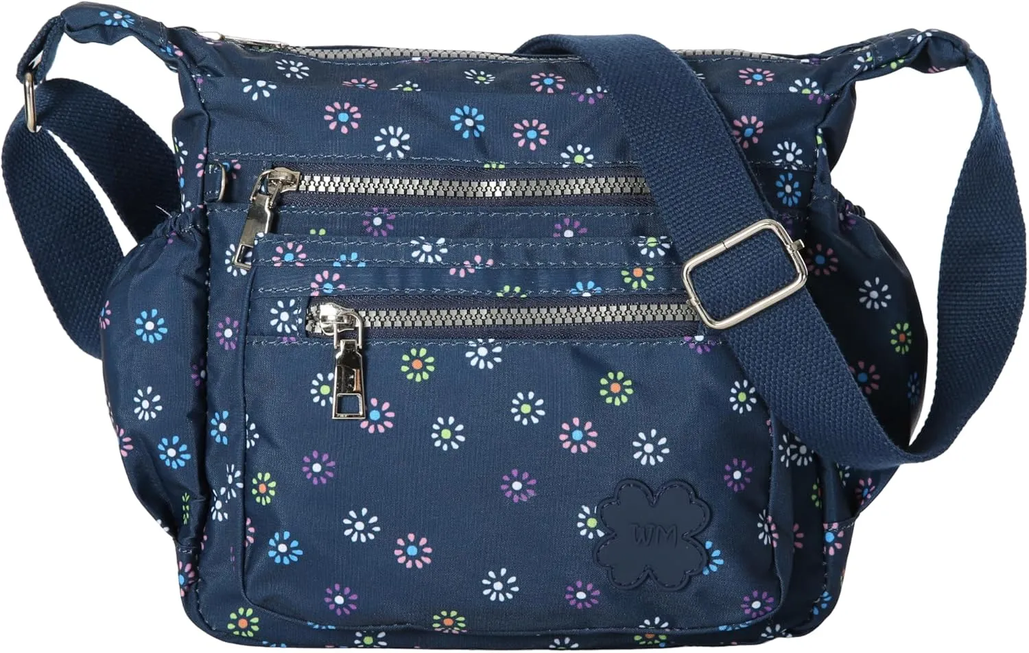 Womens Lightweight Cross Body Handbag - Medium Size Multipocket Rainproof Fabric Messenger Cross-Body Bag - Poppy