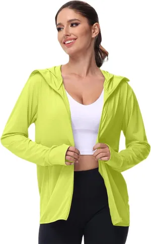 Women's UPF 50  Sun Protection Jacket Hoodie Lightweight Long Sleeve Breathable Sun Shirt with Pocket for Outdoor