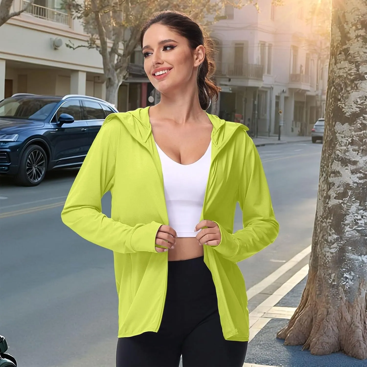 Women's UPF 50  Sun Protection Jacket Hoodie Lightweight Long Sleeve Breathable Sun Shirt with Pocket for Outdoor