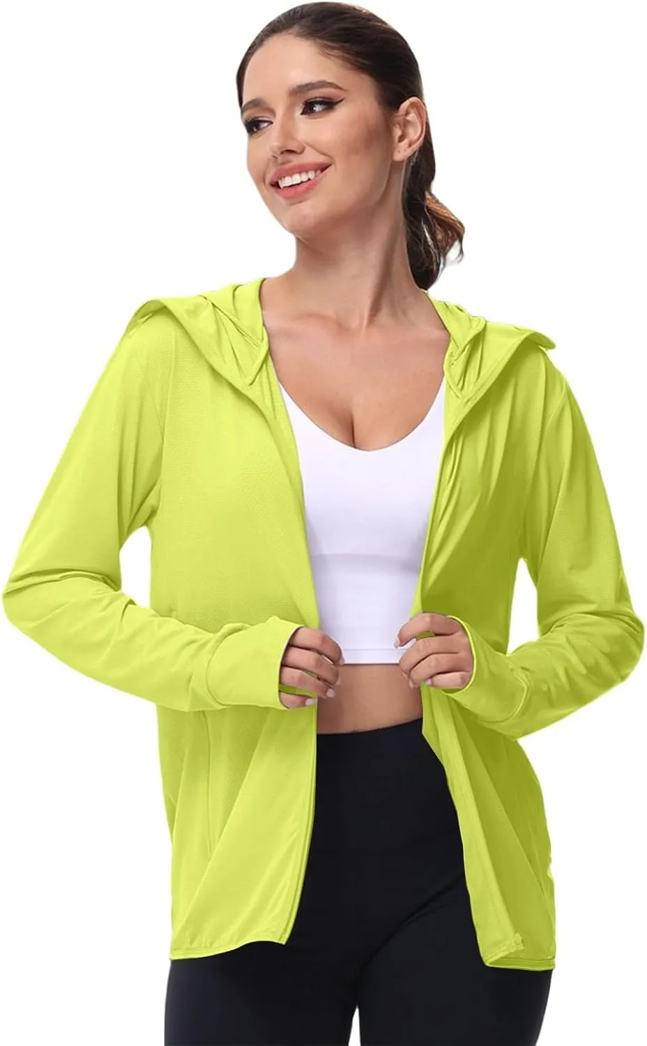 Women's UPF 50  Sun Protection Jacket Hoodie Lightweight Long Sleeve Breathable Sun Shirt with Pocket for Outdoor