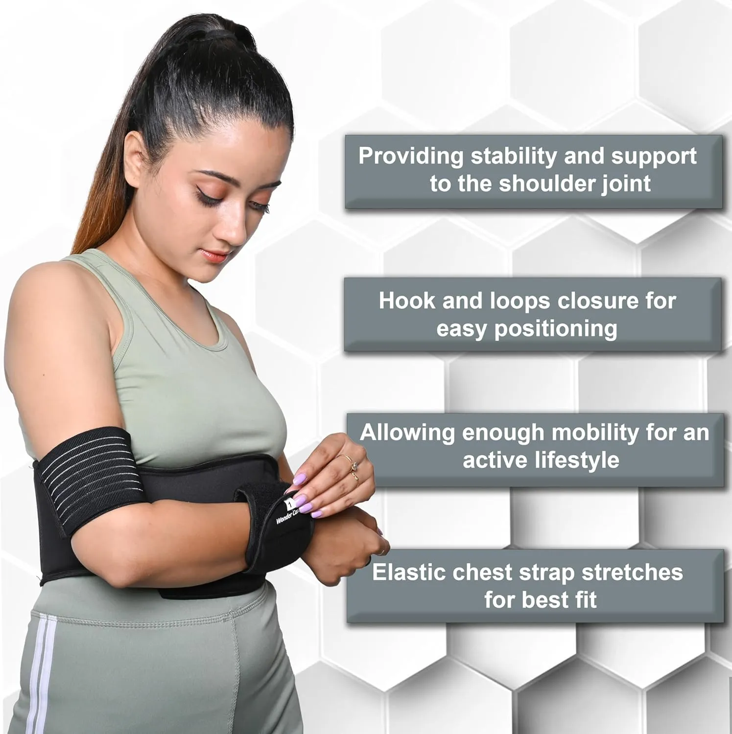 Wonder Care-Left Right Shoulder Immobilizer Arm Sling Elastic Brace for Clavicle Collar Bone Dislocation Subluxation Shoulder stabilizer Compression Brace After Rotator Cuff Surgery - Black-Size 2