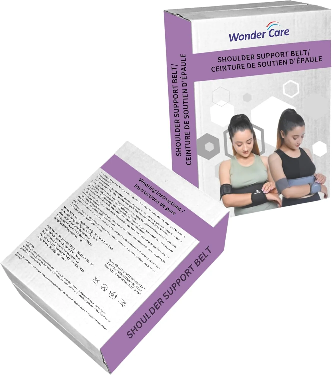 Wonder Care-Left Right Shoulder Immobilizer Arm Sling Elastic Brace for Clavicle Collar Bone Dislocation Subluxation Shoulder stabilizer Compression Brace After Rotator Cuff Surgery - Black-Size 2
