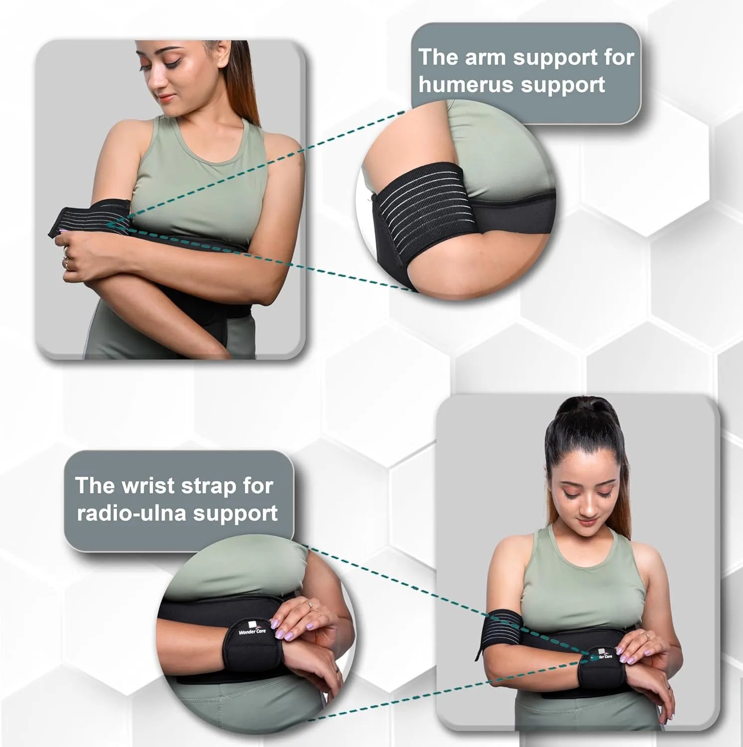 Wonder Care-Left Right Shoulder Immobilizer Arm Sling Elastic Brace for Clavicle Collar Bone Dislocation Subluxation Shoulder stabilizer Compression Brace After Rotator Cuff Surgery - Black-Size 2