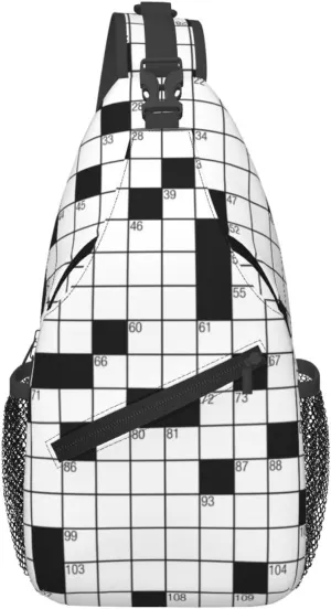 Word Search Puzzle Crossword Sling Bag Chest Crossbody Shoulder Bag Unisex Travel Hiking Backpack For Women Men