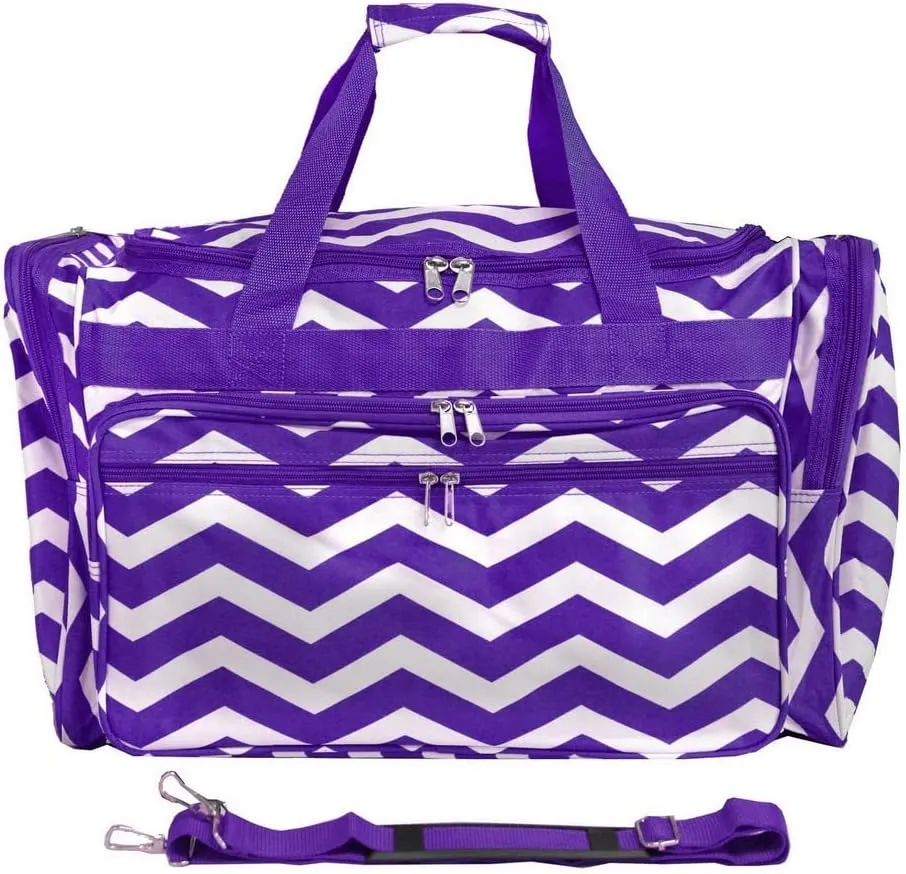 World Traveler Chevron 19-inch Duffel Bag, Purple White Ch
