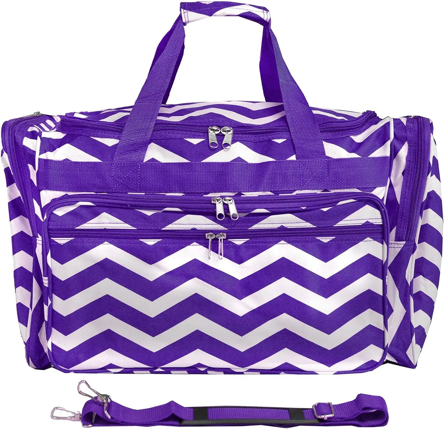 World Traveler Chevron 19-inch Duffel Bag, Purple White