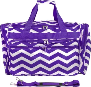 World Traveler Chevron 19-inch Duffel Bag, Purple White