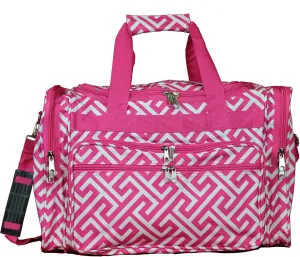 World Traveler Classic Prints 19-inch Duffel Bag, Greek Key Fuchsia White