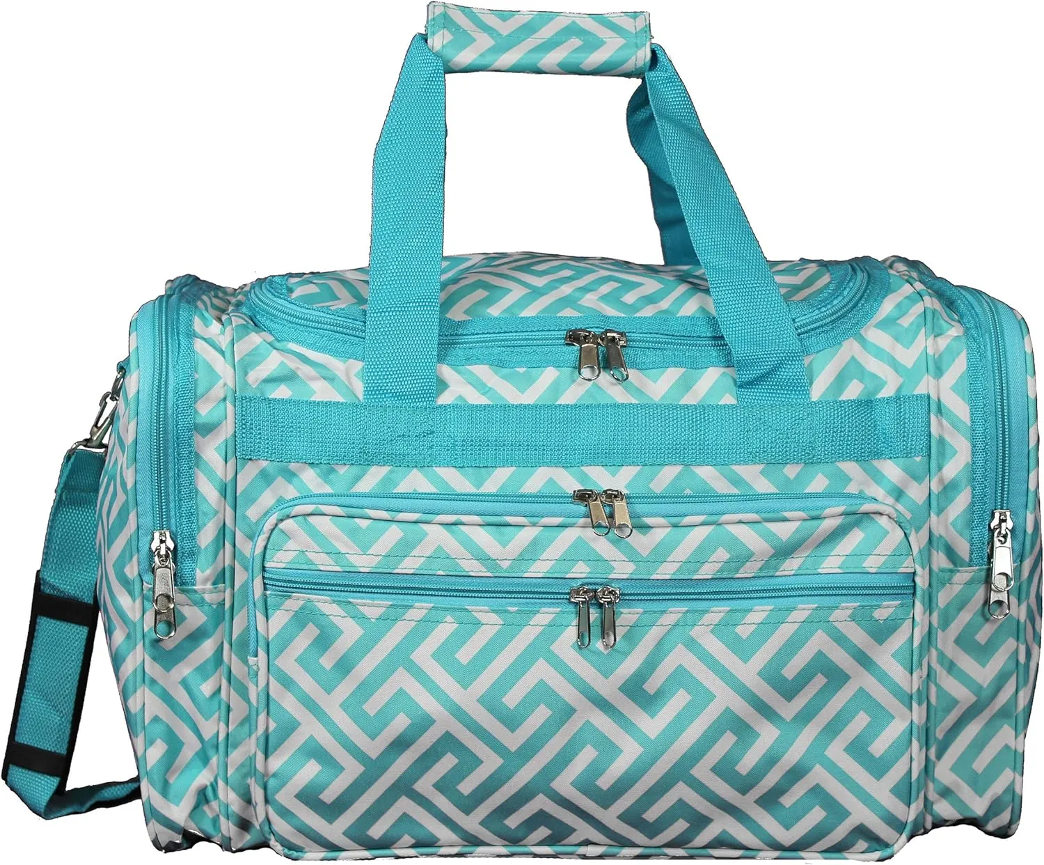 World Traveler Classic Prints 19-inch Duffel Bag, Greek Key Light Blue White