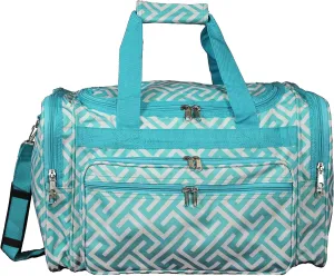 World Traveler Classic Prints 19-inch Duffel Bag, Greek Key Light Blue White
