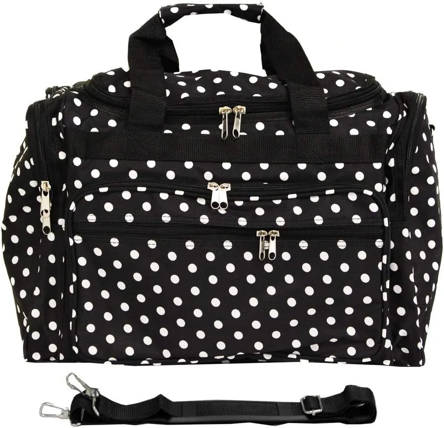 World Traveler Fashion Prints 19-inch Duffel Bag, White Black Dot