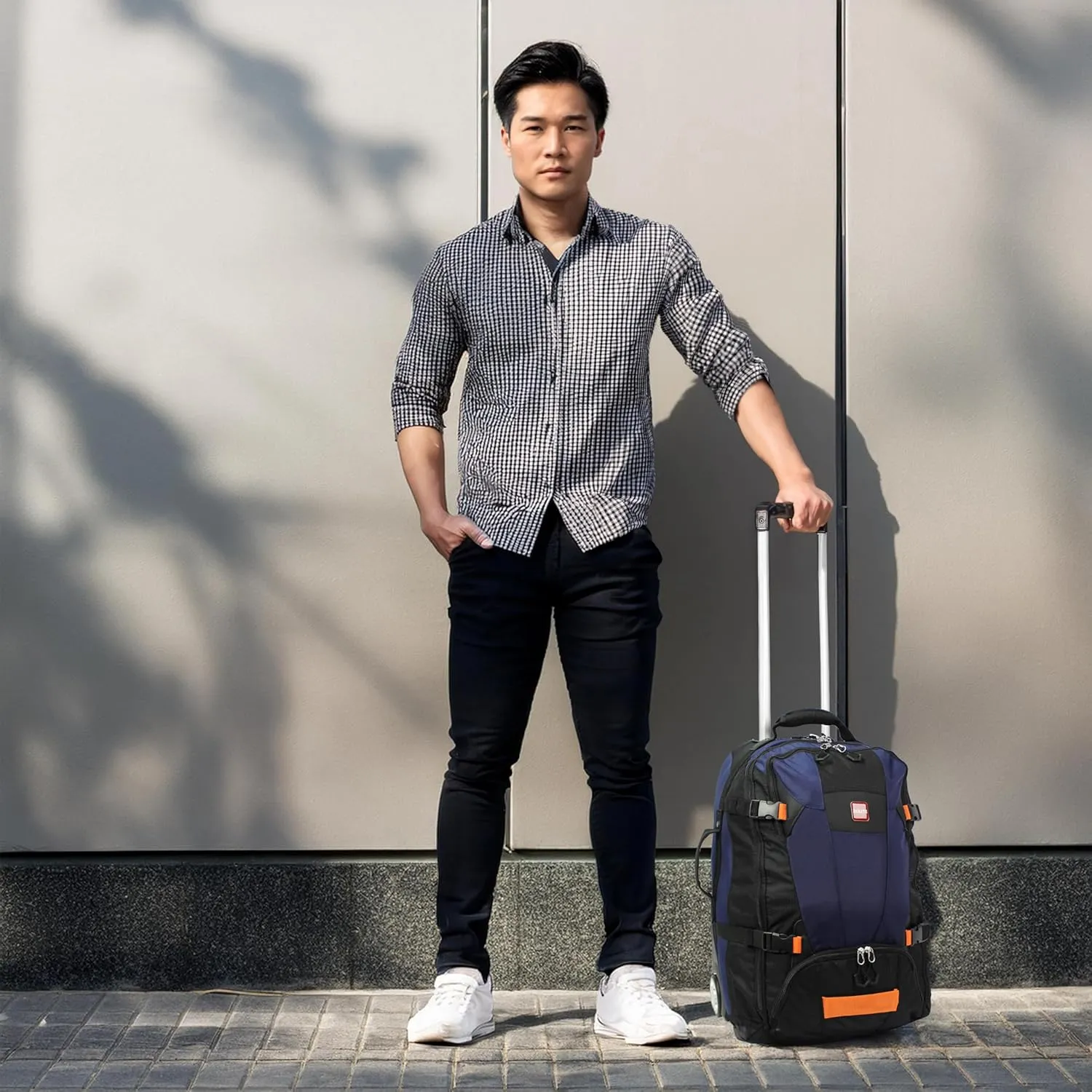 World Traveler Rolite Alpine Upright Style Lightweight Rolling Hybrid Duffel Backpack, Blue, Carry-On 21-Inch
