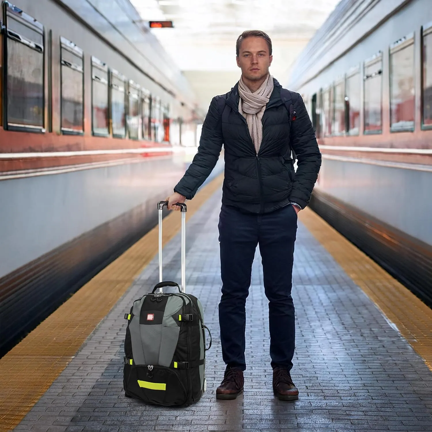 World Traveler Rolite Alpine Upright Style Lightweight Rolling Hybrid Duffel Backpack, Grey, Carry-On 21-Inch