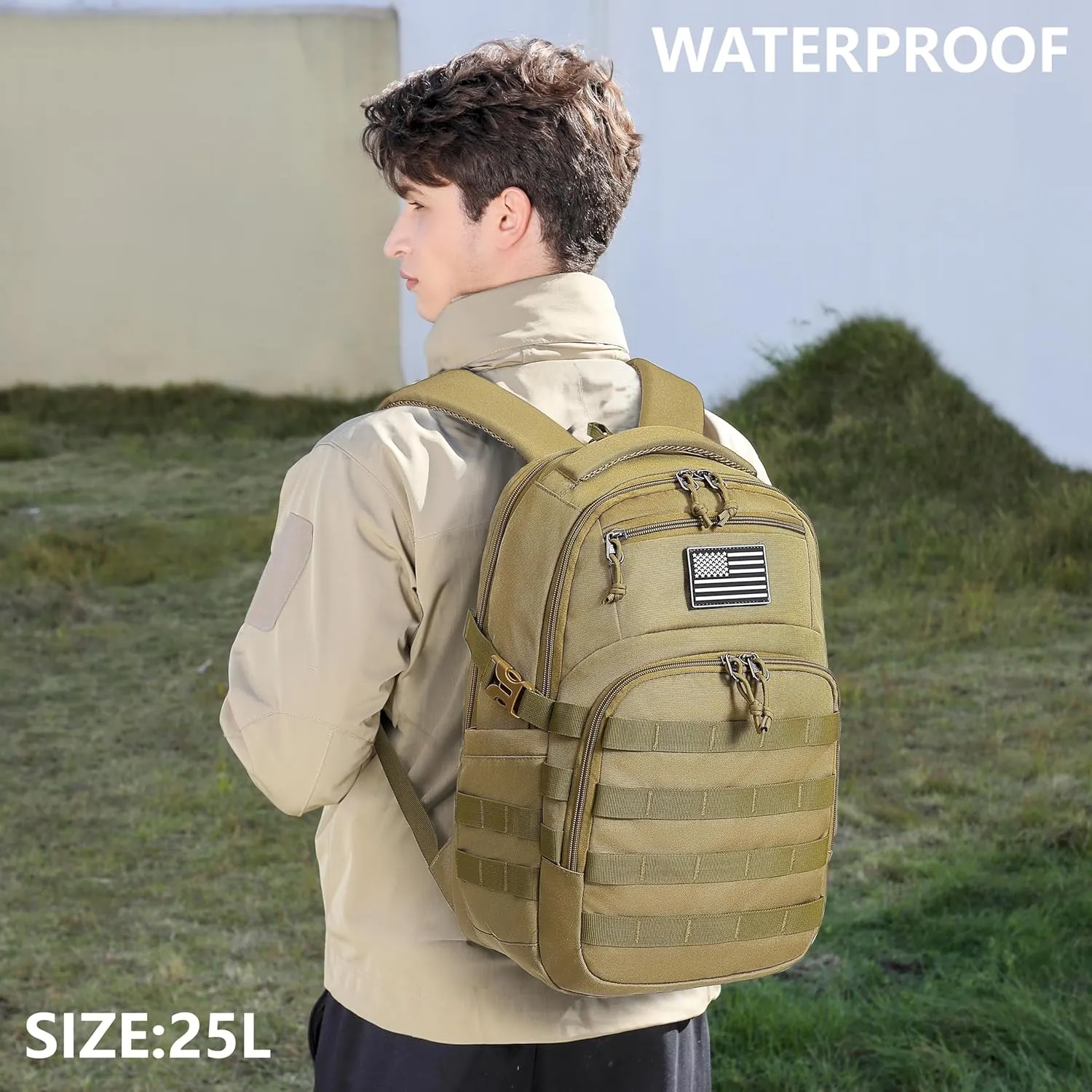 Wotony Military tactical backpack, backpack for men black small tactical assault bag