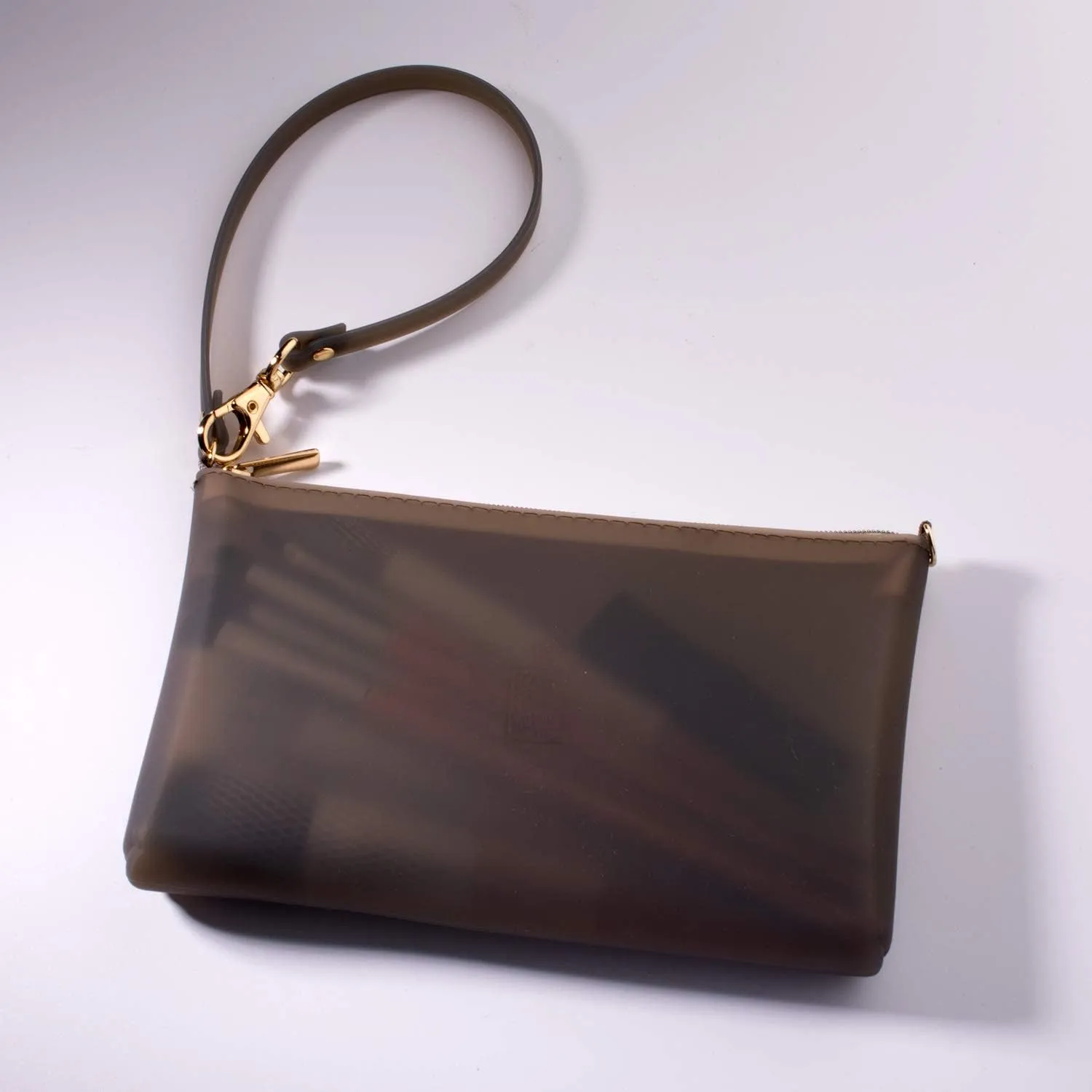 Wristlet by Pudinbag for Women | Zipper Phone Wristlet | Beach Pouch | Water Resistant Silicone | Semi-transparent | Vegan