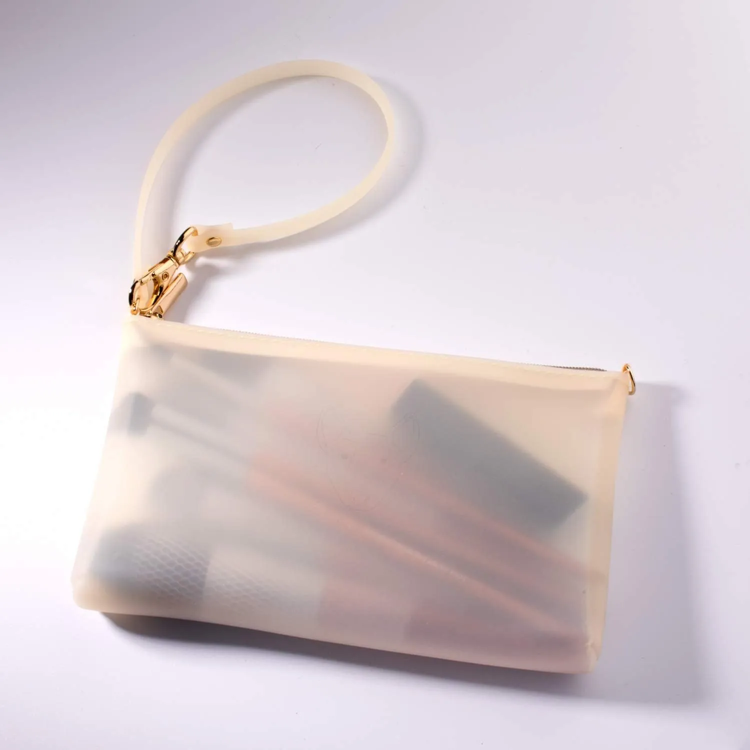 Wristlet by Pudinbag for Women | Zipper Phone Wristlet | Beach Pouch | Water Resistant Silicone | Semi-transparent | Vegan