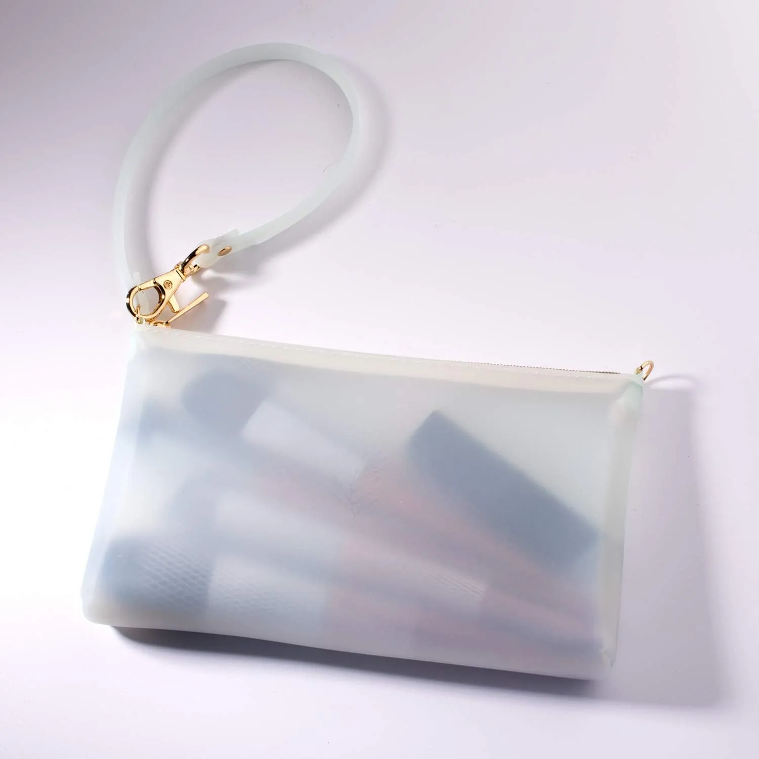 Wristlet by Pudinbag for Women | Zipper Phone Wristlet | Beach Pouch | Water Resistant Silicone | Semi-transparent | Vegan