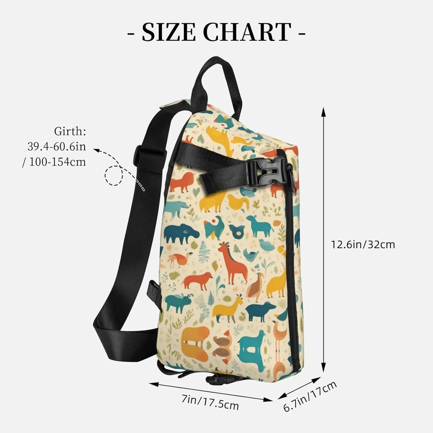 WURTON Black And Gold Flowers Print Lightweight Adjustable Crossbody Backpack Daypack For Men,Women Sling Bag