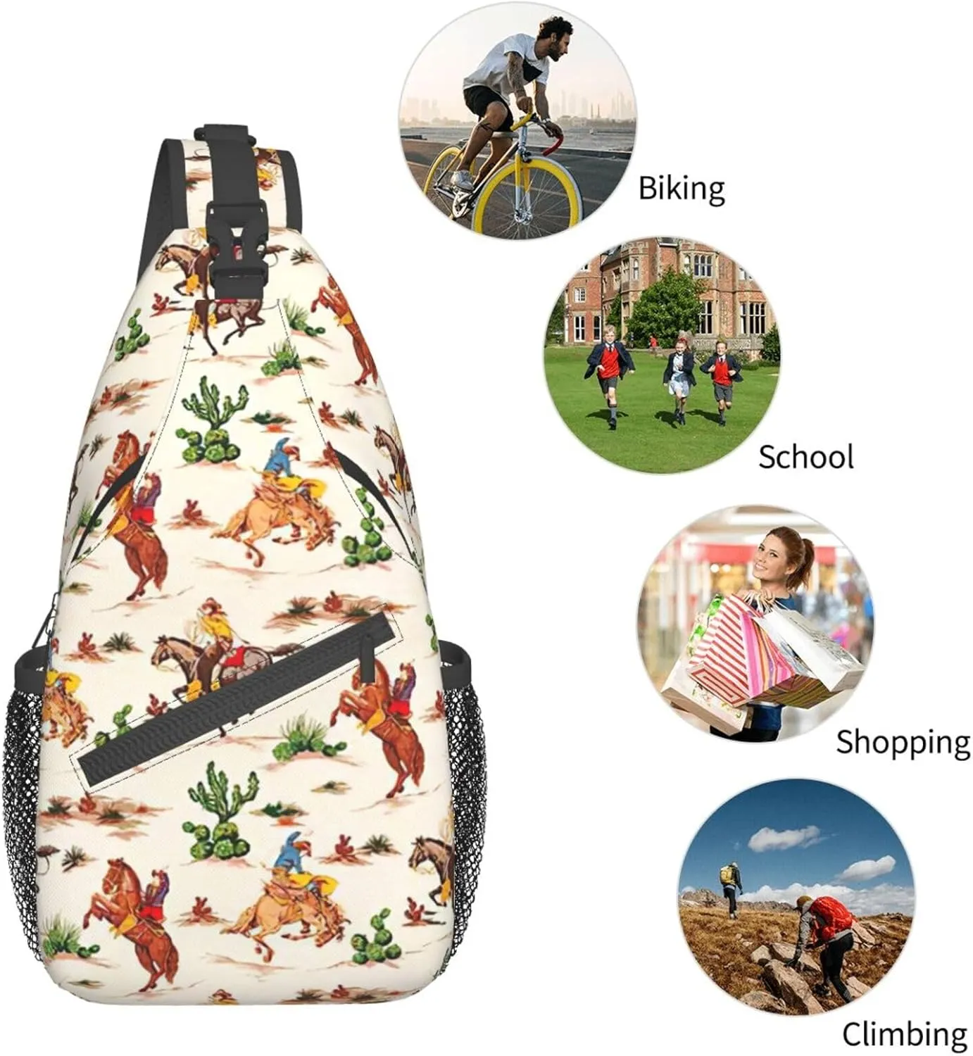 WURTON Black Marble Texture Gold Print Crossbody Sling Backpack Sling Bag Travel Hiking Chest Bag Daypack