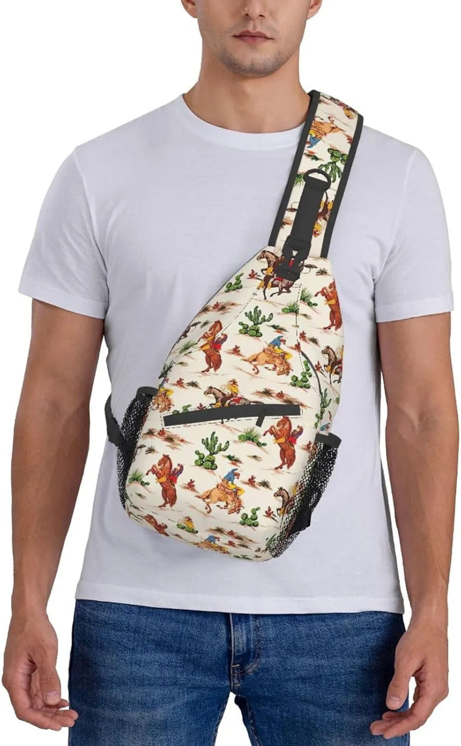 WURTON Black Marble Texture Gold Print Crossbody Sling Backpack Sling Bag Travel Hiking Chest Bag Daypack