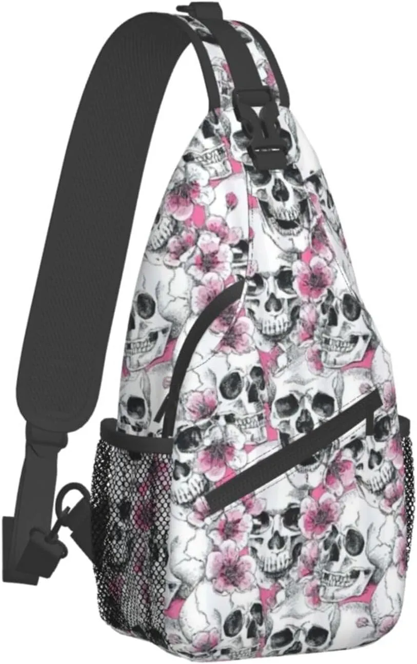 WURTON Flower Hummingbirds Embroidery Print Crossbody Sling Backpack Sling Bag Travel Hiking Chest Bag Daypack