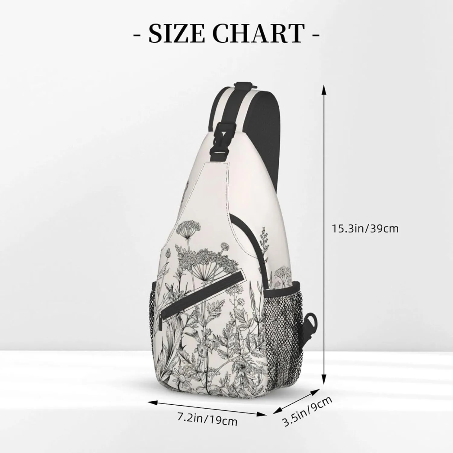 WURTON Flower Hummingbirds Embroidery Print Crossbody Sling Backpack Sling Bag Travel Hiking Chest Bag Daypack