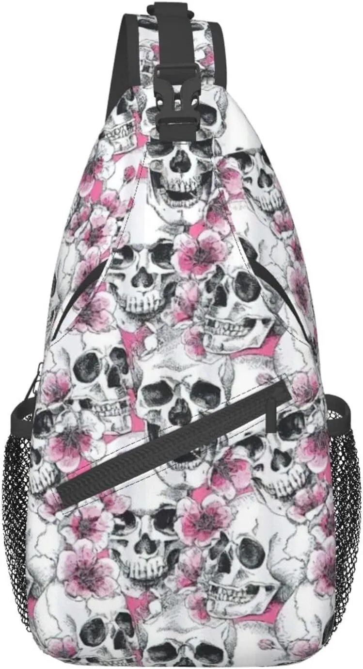 WURTON Flower Hummingbirds Embroidery Print Crossbody Sling Backpack Sling Bag Travel Hiking Chest Bag Daypack