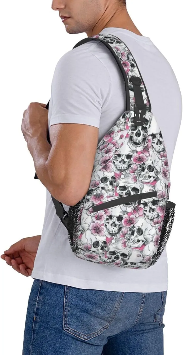 WURTON Flower Hummingbirds Embroidery Print Crossbody Sling Backpack Sling Bag Travel Hiking Chest Bag Daypack