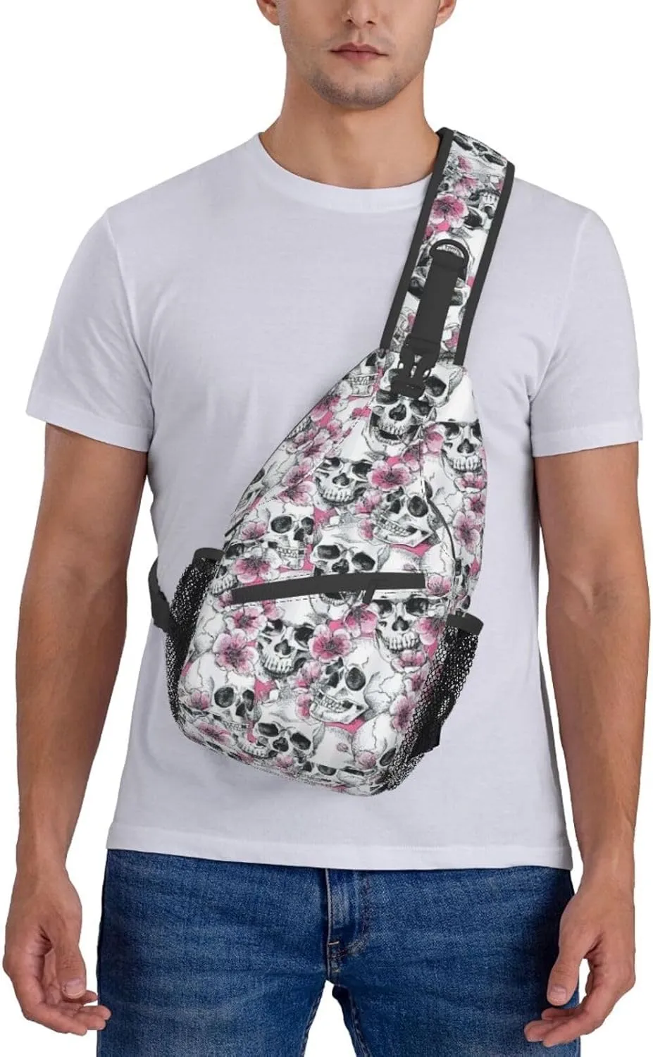 WURTON Flower Hummingbirds Embroidery Print Crossbody Sling Backpack Sling Bag Travel Hiking Chest Bag Daypack