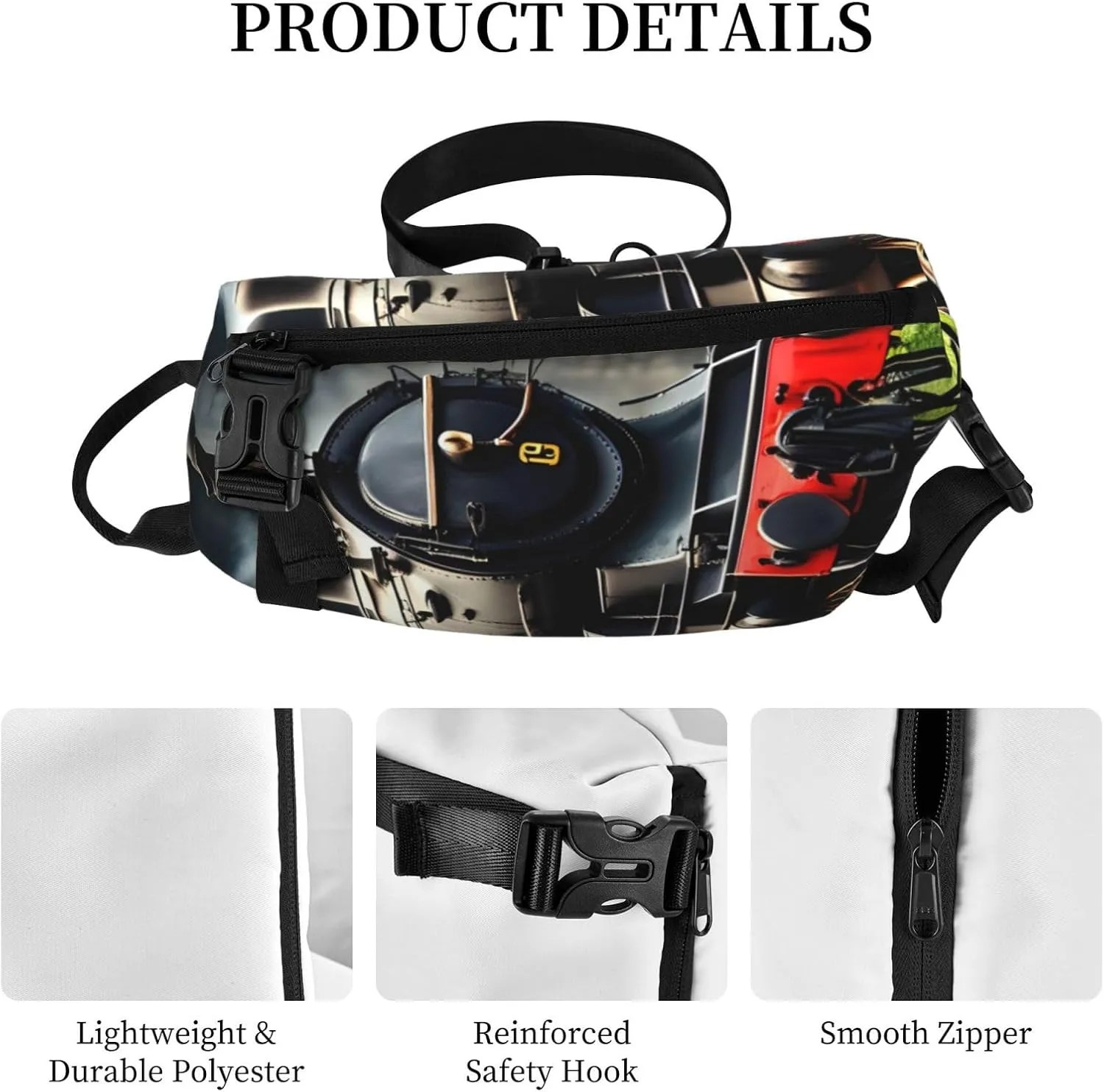 WURTON Strawberry Pattern Print Lightweight Adjustable Crossbody Backpack Daypack For Men,Women Sling Bag