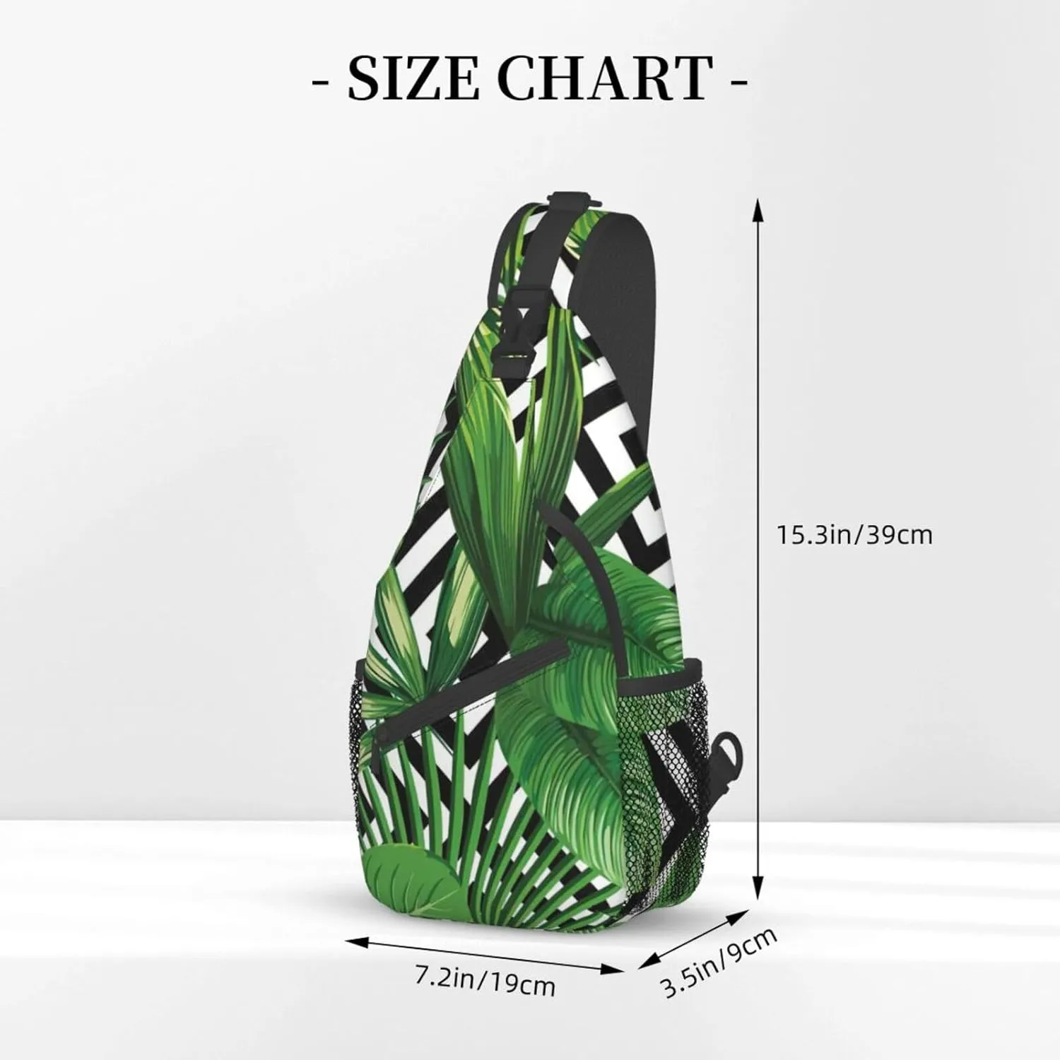 WURTON Tropical Leaves Print Crossbody Sling Backpack Sling Bag Travel Hiking Chest Bag Daypack