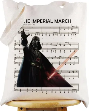 WZMPA Darth Vader Tote Bag Luke Skywalker Inspired Gift The Imperial March Reusable Grocery Bag Movie Lover Merchandise