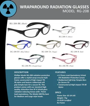 X-Ray Protective Lead Glasses, Gray Maxx Wrap Safety Frame, 62x18x145mm
