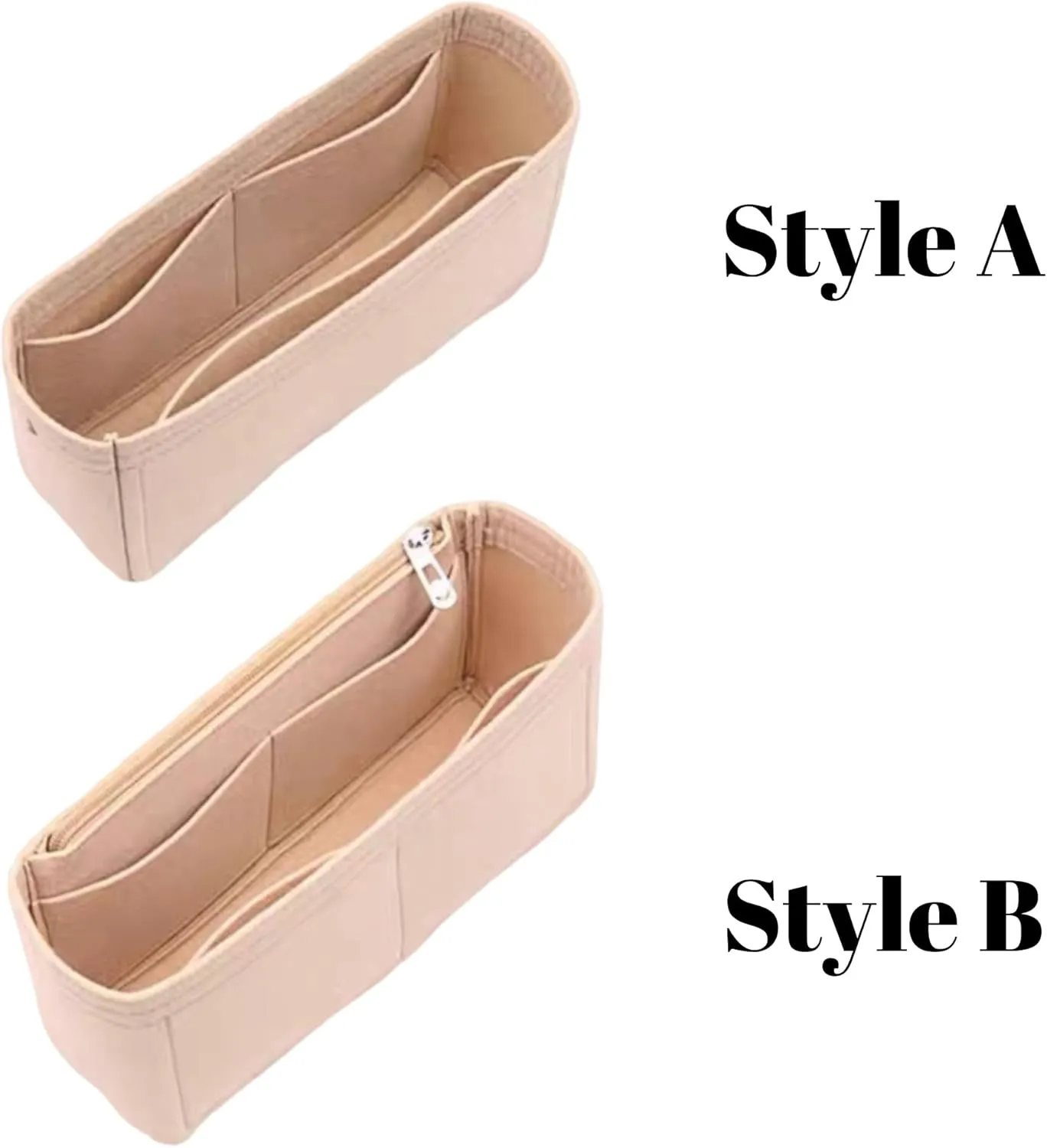 Xoppia Bag Organizer compatible with Balenciaga Bel Air Small Carry All Bag Felt Bag Insert for Handbag. Bag Liner for Women Tote Bags. (Black, Style B: Side Zipper)