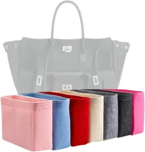 Xoppia Bag Organizer compatible with Balenciaga Bel Air Small Carry All Bag Felt Bag Insert for Handbag. Bag Liner for Women Tote Bags. (Black, Style B: Side Zipper)