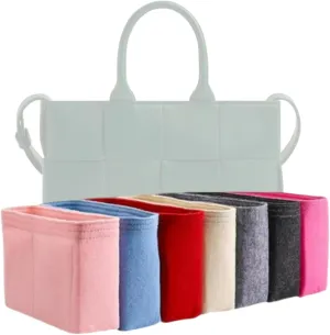 Xoppia Bag Organizer compatible with Bottega Veneta East-West Arco Tote. Felt Insert Liner for Women Tote Handbag. (Black, Style A: Exposure)
