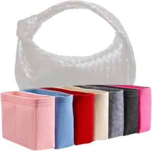 Xoppia Bag Organizer compatible with Bottega Veneta Mini Jodie Bag. Felt Insert Liner for Women Tote Handbag. (Black, Style A: Exposure)