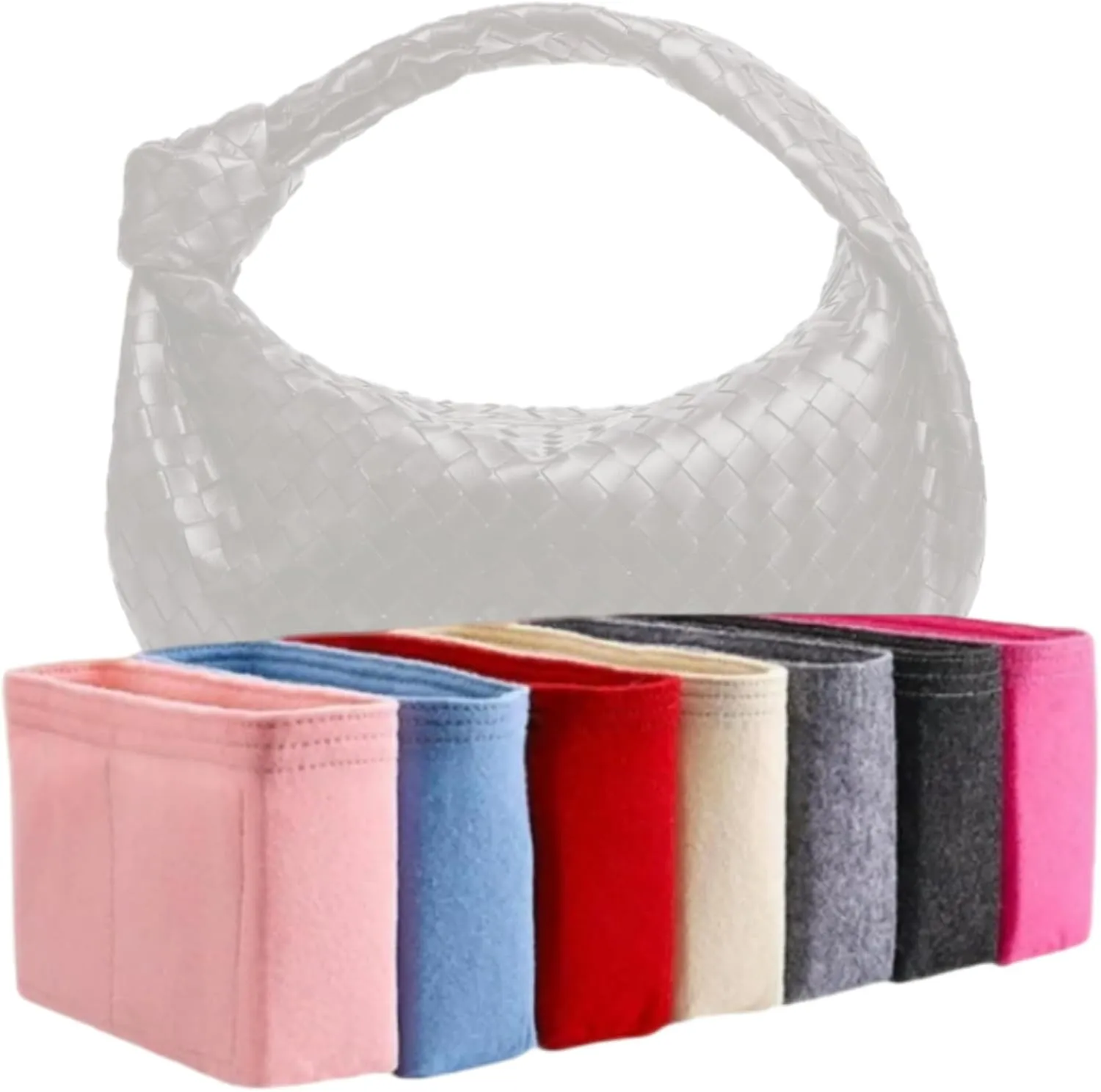Xoppia Bag Organizer compatible with Bottega Veneta Mini Jodie Bag. Felt Insert Liner for Women Tote Handbag. (Black, Style A: Exposure)