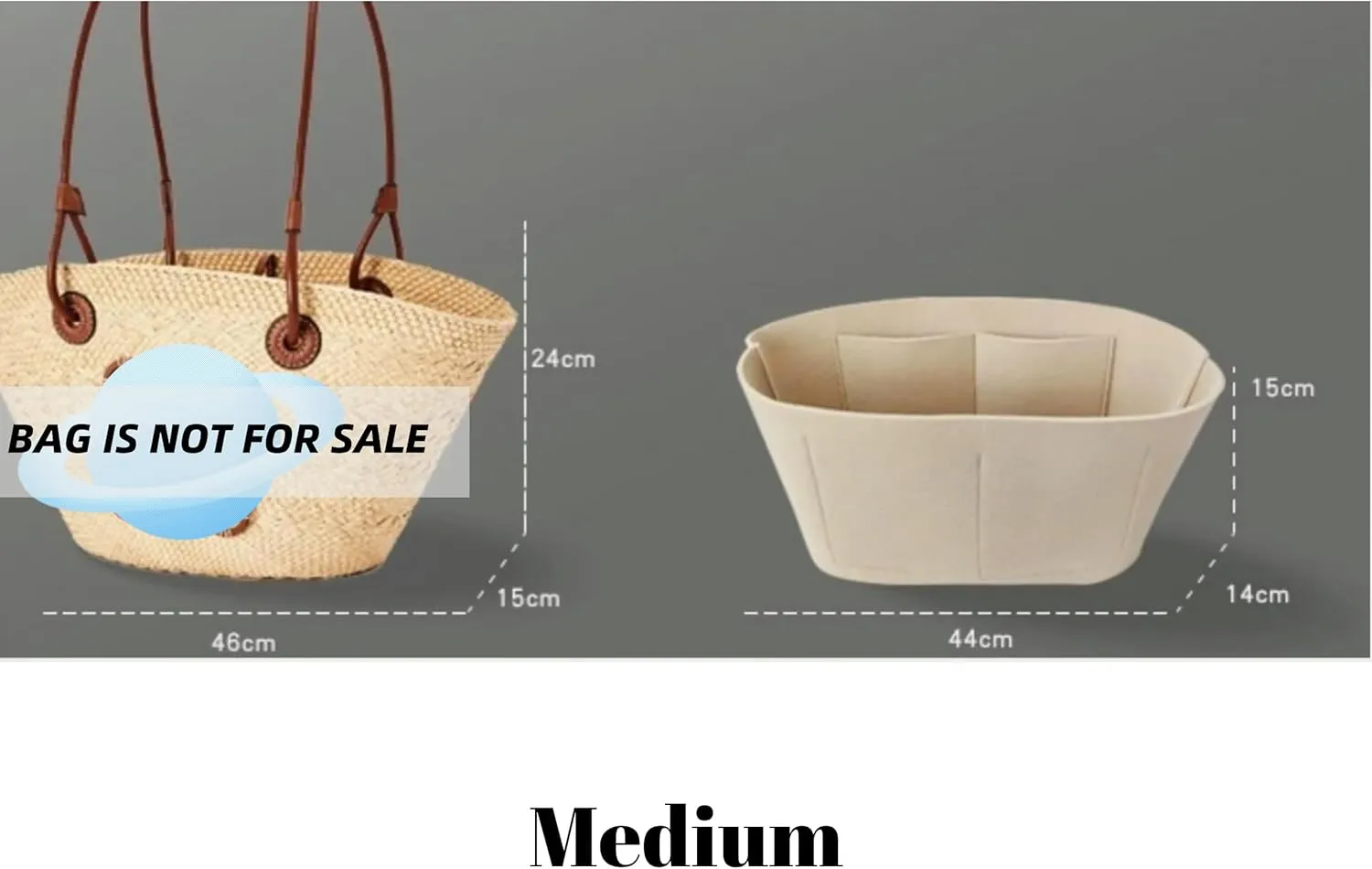 Xoppia Bag Organizer compatible with Loewe Anagram Basket bag. Felt Insert Liner for Women Tote Handbag. (Style A, Small)