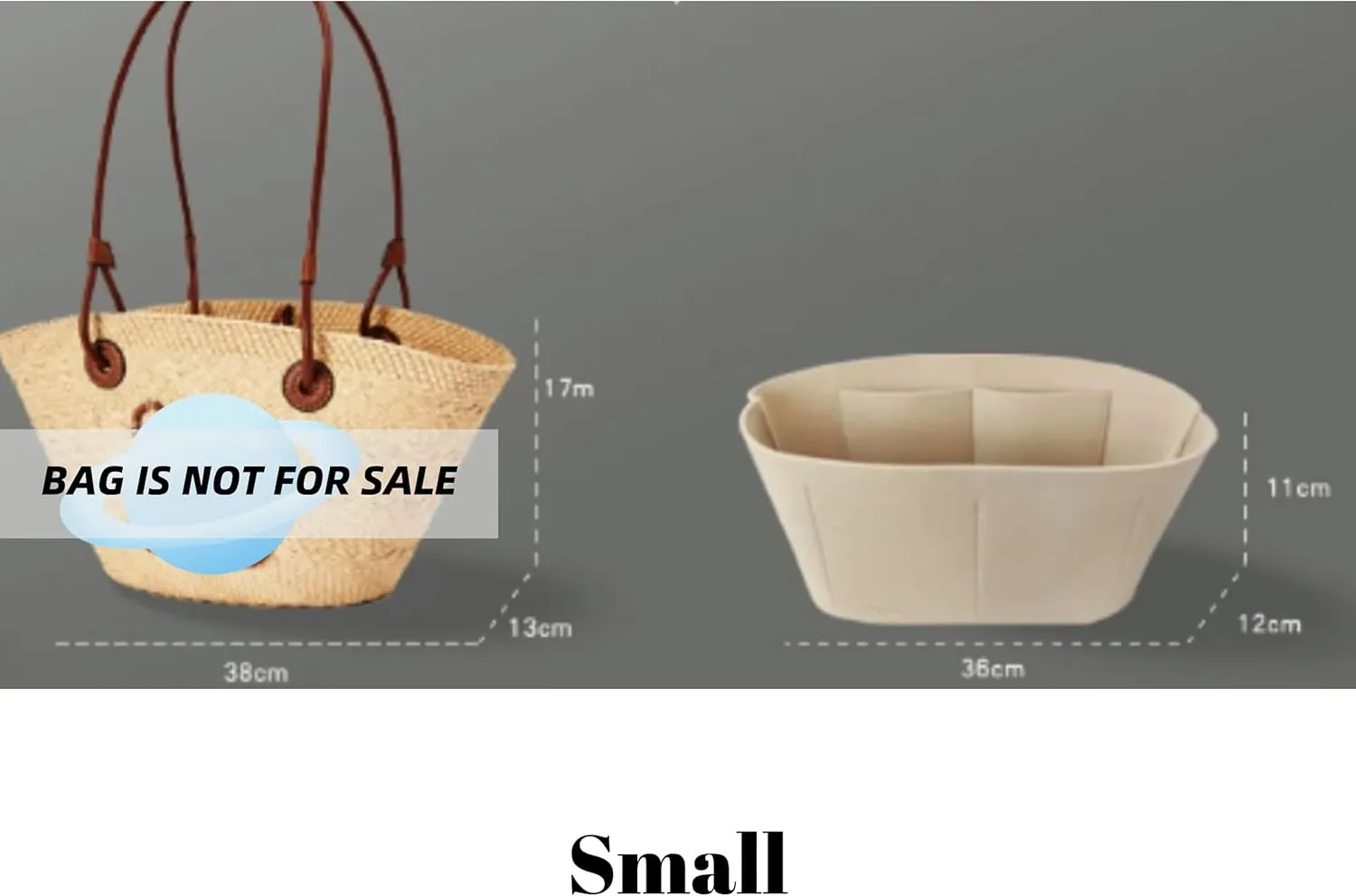 Xoppia Bag Organizer compatible with Loewe Anagram Basket bag. Felt Insert Liner for Women Tote Handbag. (Style A, Small)