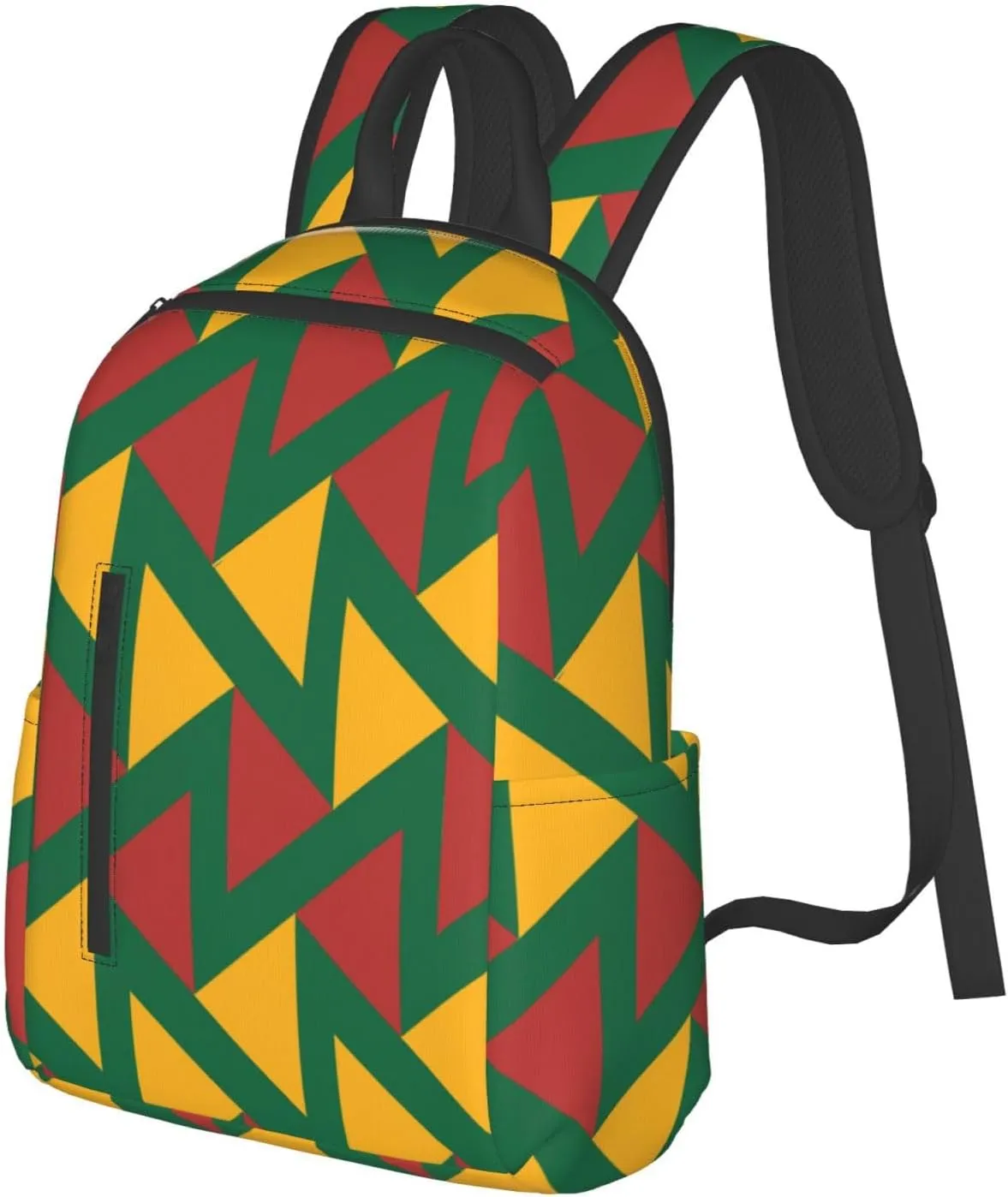 Yellow Green Red Lithuania Zigzag Flag Casual Backpacks Large Capacity Laptop Backpack Sports Fitness Rucksack Travel Carry-On Daypack Work Bag for Outdoor Camping