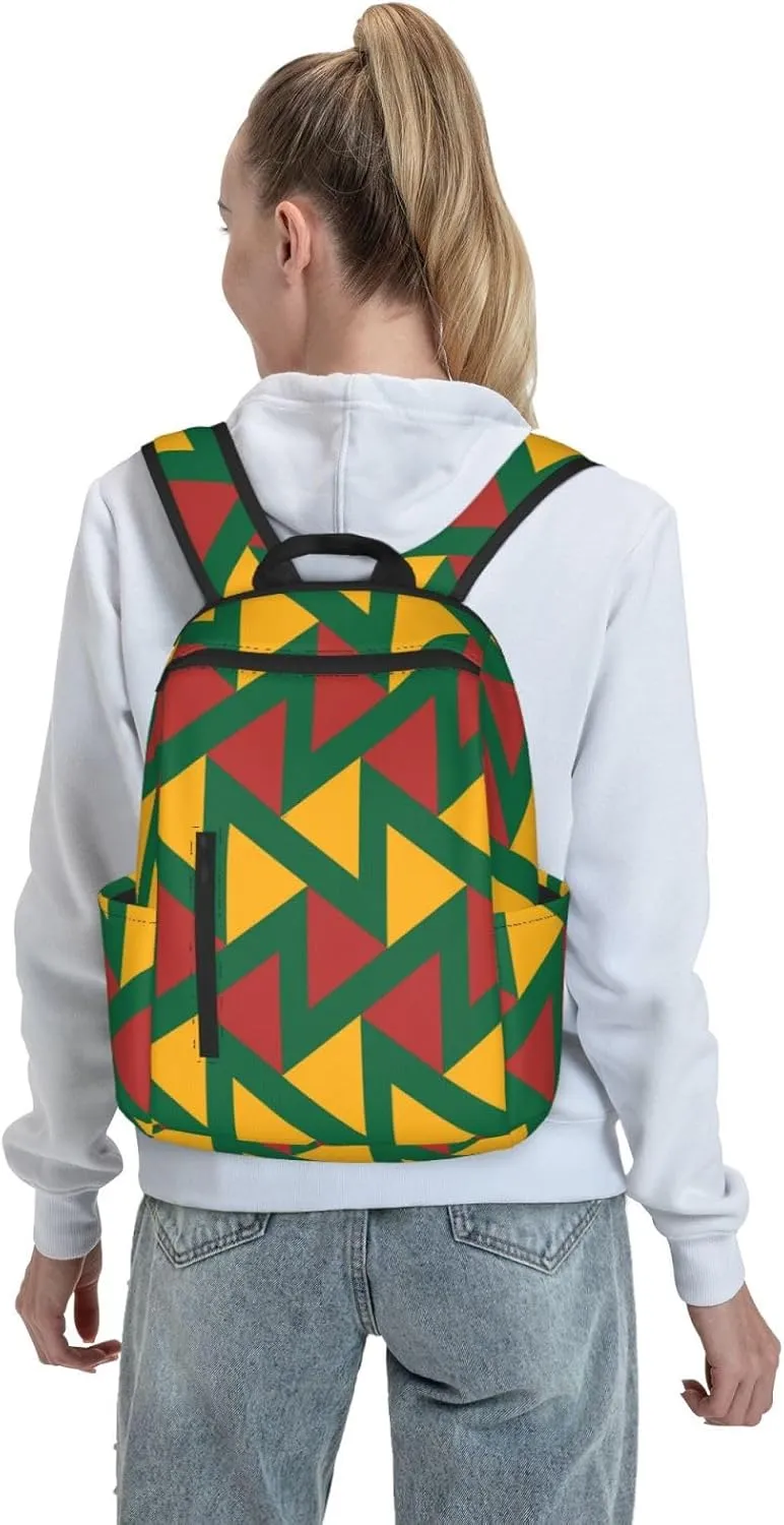 Yellow Green Red Lithuania Zigzag Flag Casual Backpacks Large Capacity Laptop Backpack Sports Fitness Rucksack Travel Carry-On Daypack Work Bag for Outdoor Camping