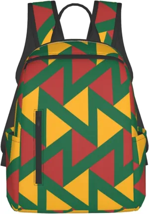 Yellow Green Red Lithuania Zigzag Flag Casual Backpacks Large Capacity Laptop Backpack Sports Fitness Rucksack Travel Carry-On Daypack Work Bag for Outdoor Camping