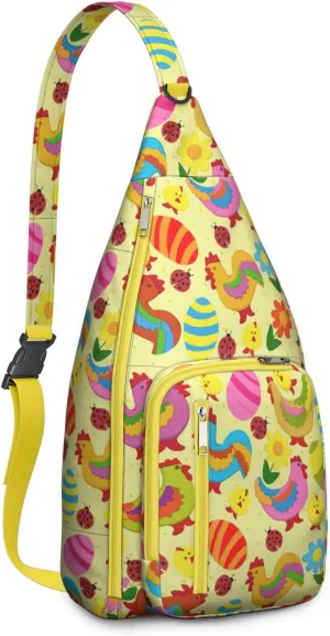 Yellow Rooster Birthday Party Crossbody Bag Daypack for Women Men Lightweight Waterproof Sling Bag Backpack Hiking Cycling