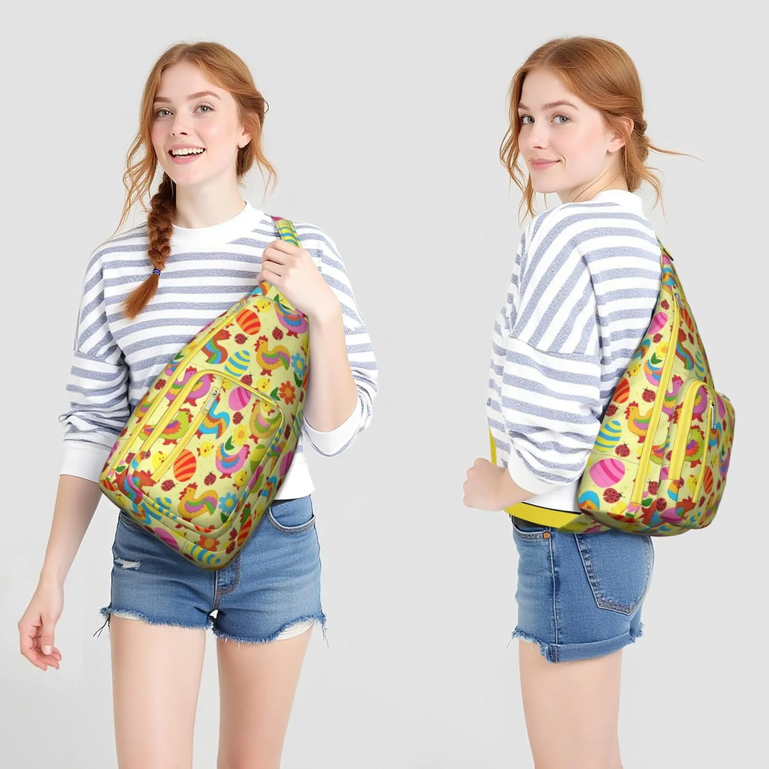 Yellow Rooster Birthday Party Crossbody Bag Daypack for Women Men Lightweight Waterproof Sling Bag Backpack Hiking Cycling